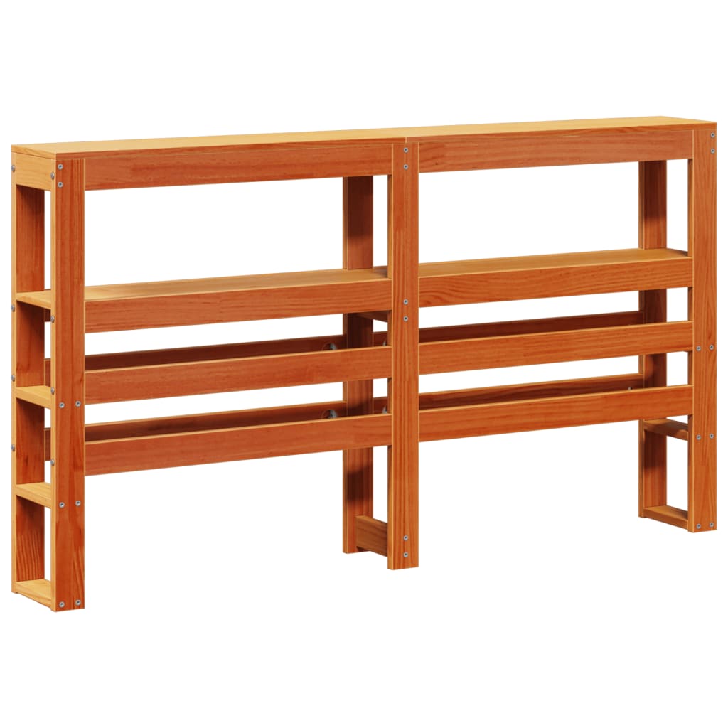 Headboard with Shelves Wax Brown 150 cm Solid Wood Pine